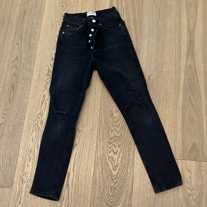 Agolde black ripped skinny jean